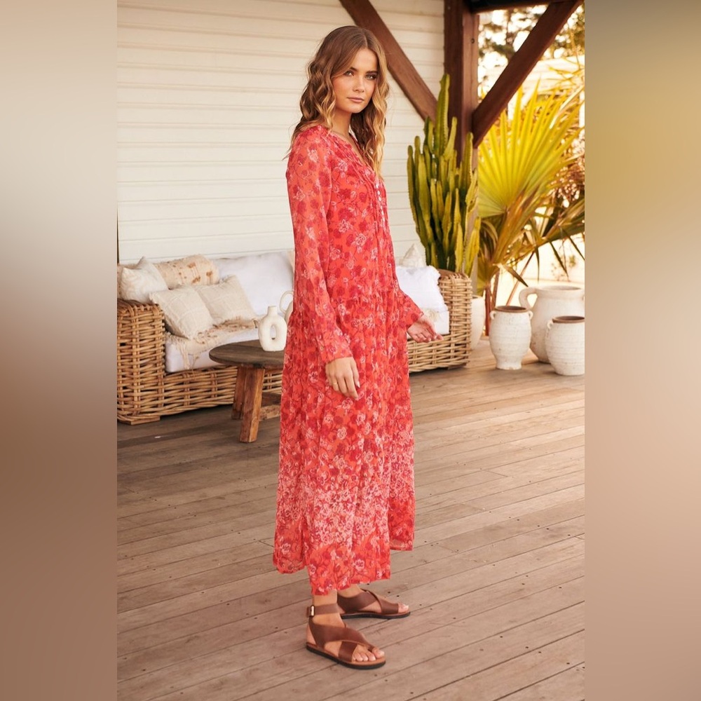 Free People Red Floral Maxi Dress